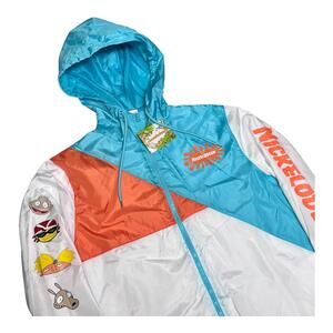 Nickelodeon Jacket Womens Orange 90s CartoonWindbreaker Retro Rugrats Tommy Sz S